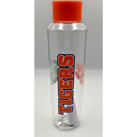Starbucks Clemson Tigers Water Bottle Orange Top,‎ Orange PAW - Picture 1 of 3